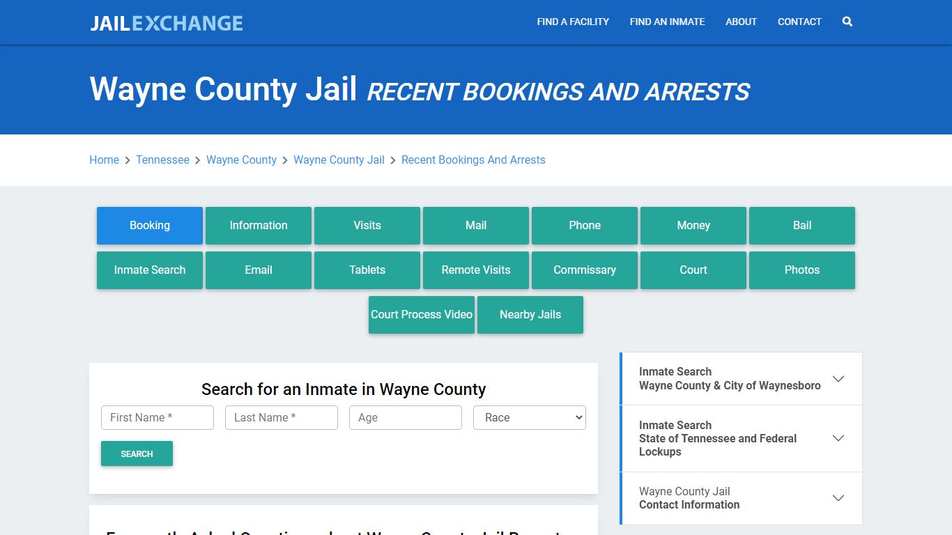 Wayne County Jail TN Recent Arrests and Bookings - Jail Exchange